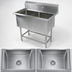 Thumbnail image #3 for John Boos Pro-Bowl 2-Compartment Stainless Steel Sink with 24 x 24 Inch Bowls and 10 Inch Backsplash