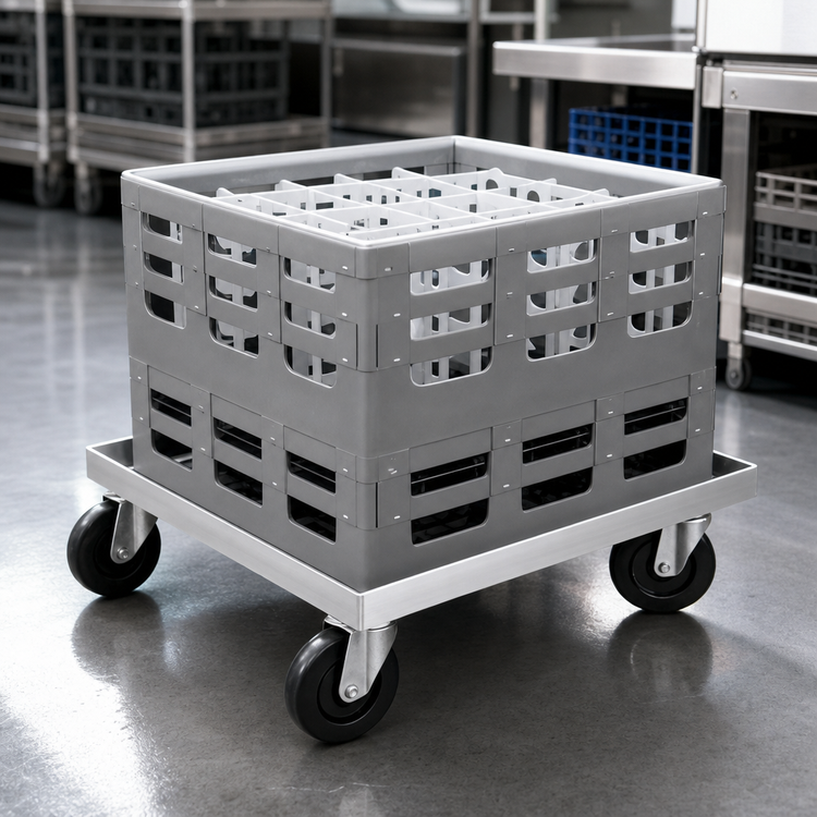 Product image #4 for Channel Manufacturing Aluminum Glass Rack / Milk Crate Dolly for One 20 x 20 Rack, 22 x 22 x 7.5 In.