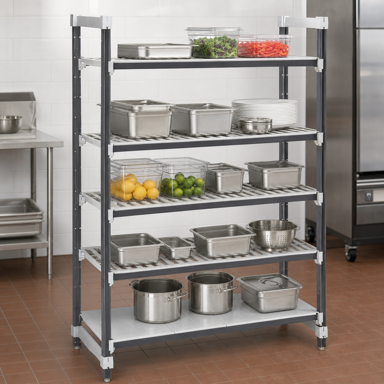Product image #3 for Camshelving Elements XTRA 5-Tier Stationary Starter Polymer Shelving Unit, 21 x 48 x 84 Inches, Vented/Solid, Speckled Gray