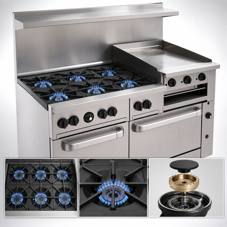 Product image #3 for Wolf Challenger XL 60-Inch Gas Restaurant Range with 6 Open Burners, 24-Inch Manual Griddle-Broiler and 2 Standard Ovens