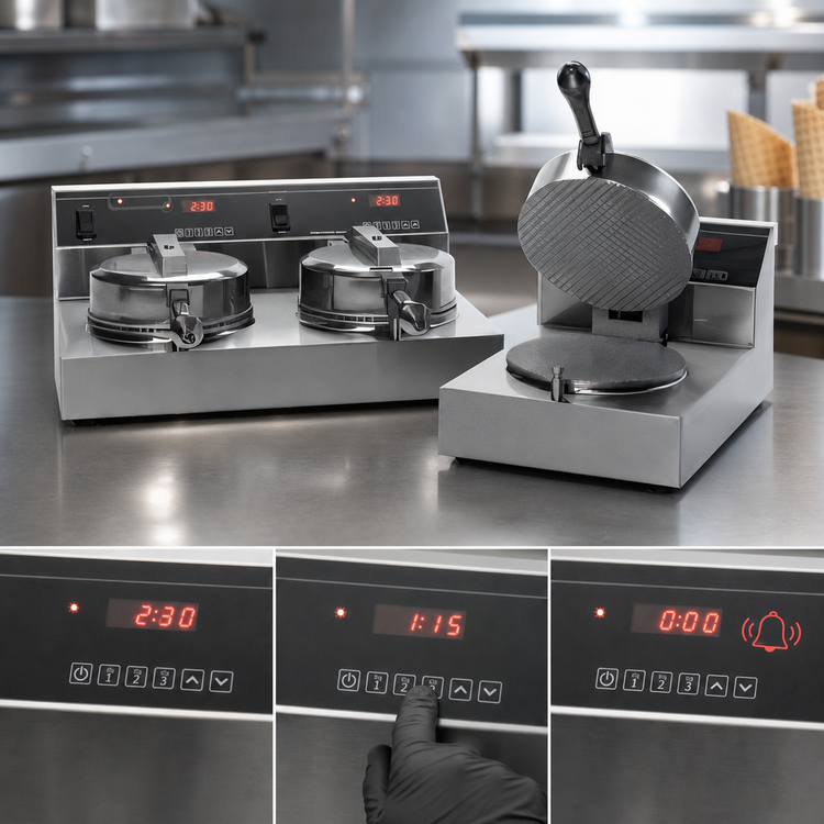 Product image #3 for Nemco Dual Countertop Waffle Cone Maker with Digital Controls, 120V