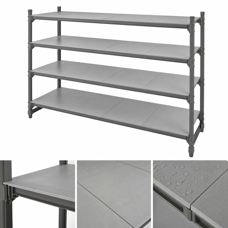Product image #3 for Cambro Camshelving Basics Plus 4-Shelf Solid Shelf Kit, 24 x 48 Inch, Brushed Graphite