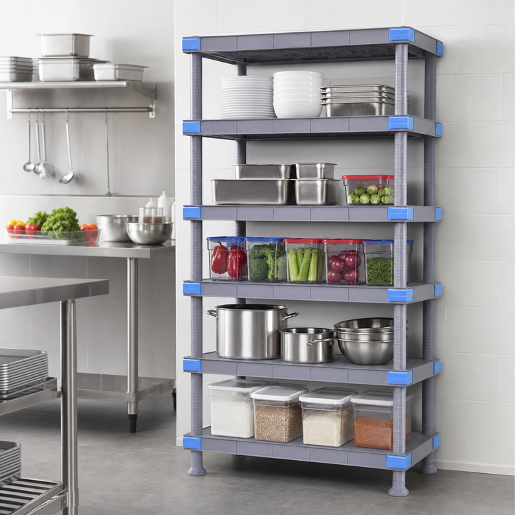 Product image #3 for Quantum Millenia 42"W x 24"D x 74"H 5-Shelf Solid Polymer Stationary Starter Shelving Unit