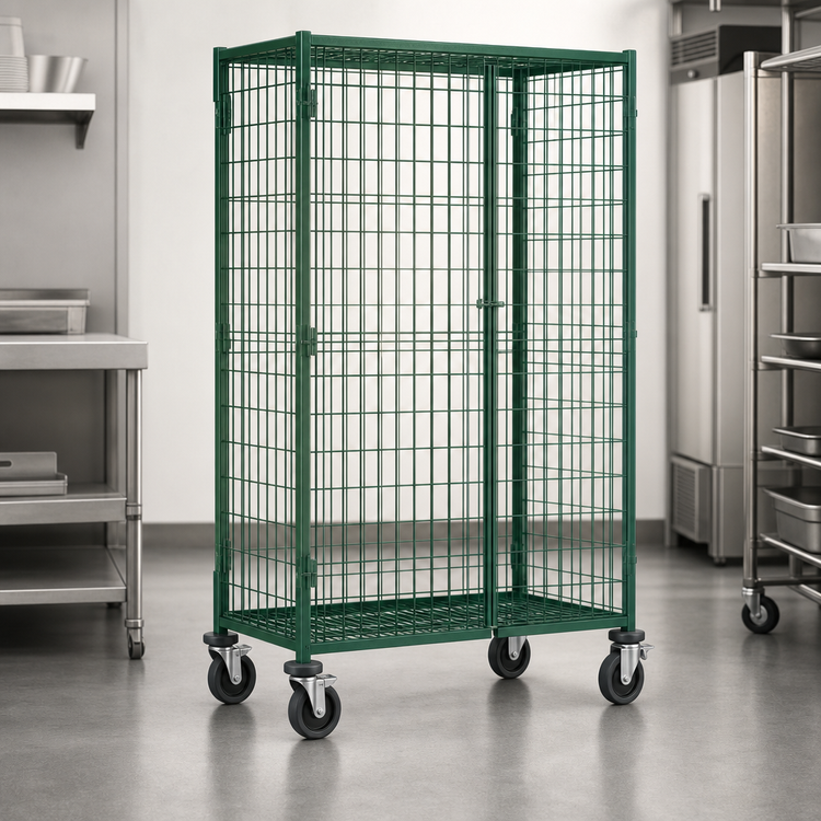 Product image #3 for Metro Super Erecta Mobile Wire Security Cage with Epoxy-Coated Green Finish, 50-1/2 x 28-1/16 x 68-1/2 Inches