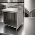 Thumbnail image #3 for Advance Tabco 36 Inch x 36 Inch Stainless Steel Work Table with 5 Inch Backsplash and Open Front Cabinet Base