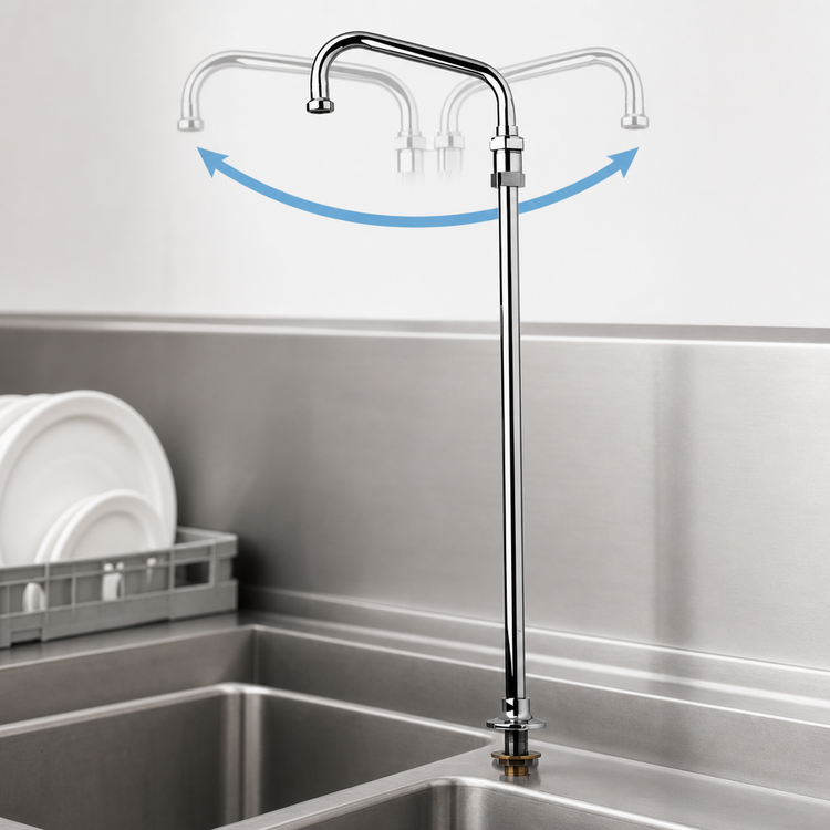 Product image #3 for Deck-Mount Elevated Swing Nozzle with 6-Inch Swing and 21-Inch Chrome-Plated Riser