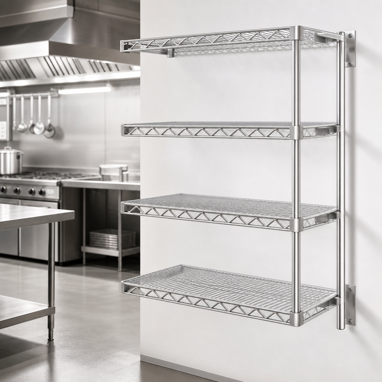 Product image #3 for Eagle Group QuadTruss® 4-Tier Add-On Wire Shelving Unit, 36W x 18D x 63H Inches, Stainless Steel Finish