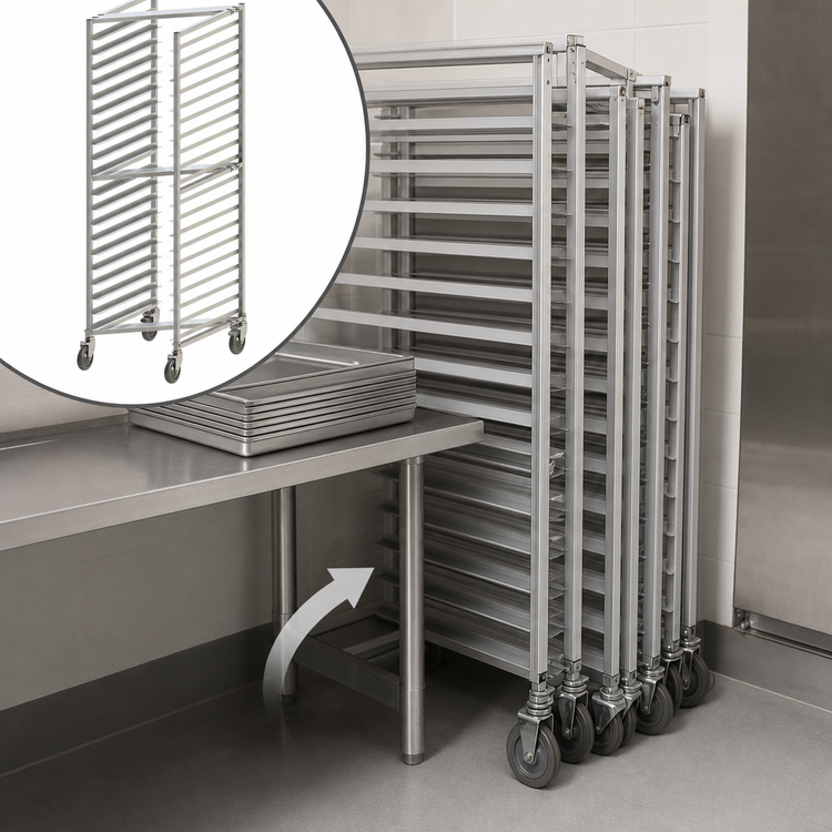 Product image #4 for Winco Nesting Aluminum Sheet Pan Rack with Casters, 20 Full-Size Pan Capacity, 70-Inch High