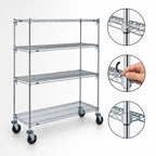 Thumbnail image #3 for Metro Super Erecta A536BC Chrome Wire Stem Caster Cart, 4 Adjustable Shelves, 36 x 24 x 67-7/8 Inches, 600 lb. Capacity