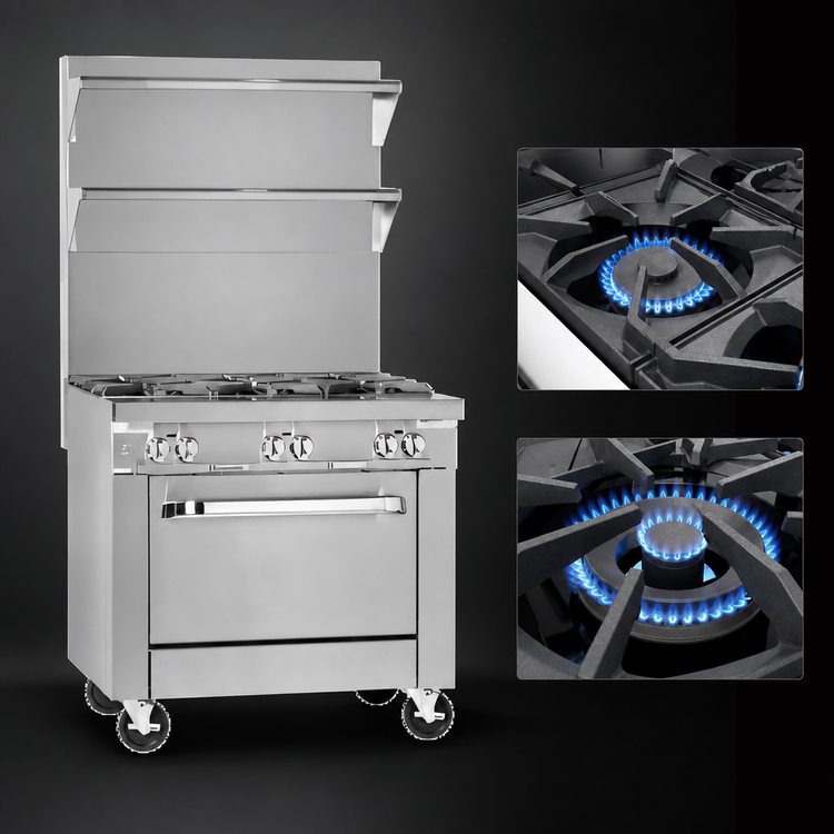 Product image #3 for Southbend Platinum 24-Inch Heavy Duty Gas Range with 2 Open Burners, 2 Step-Up Open Burners and Cabinet Base