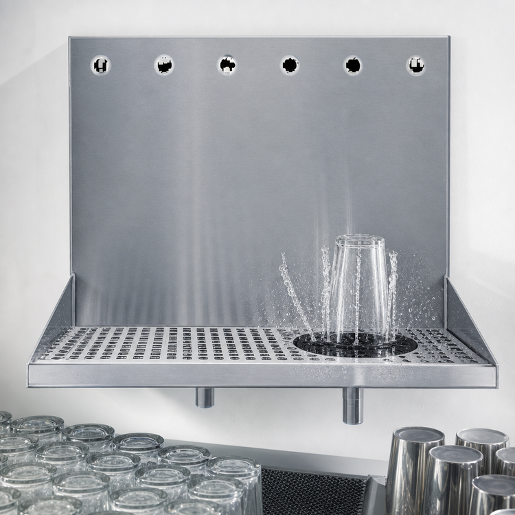 Product image #3 for Micro Matic Wall-Mount 24-Inch Stainless Steel Drip Tray Trough with Glass Rinser