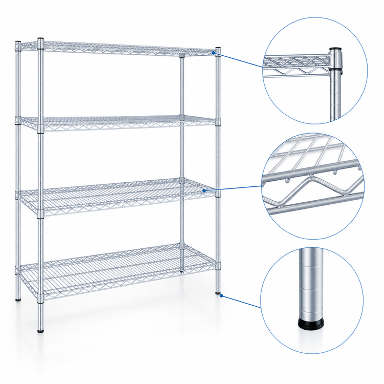 Product image #3 for EAGLEbrite 4-Tier Stationary Starter Wire Shelving Unit, 72 x 18 x 74 Inches, Zinc Finish