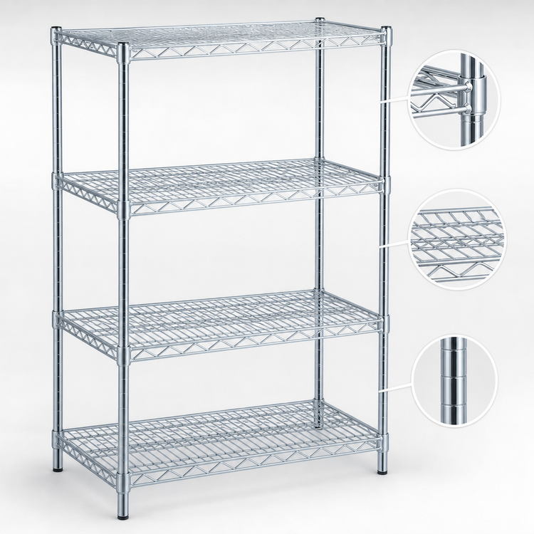 Product image #3 for Eagle Group 4-Tier Starter Wire Shelving Unit, 42 x 21 x 74 Inches, Chrome-Plated