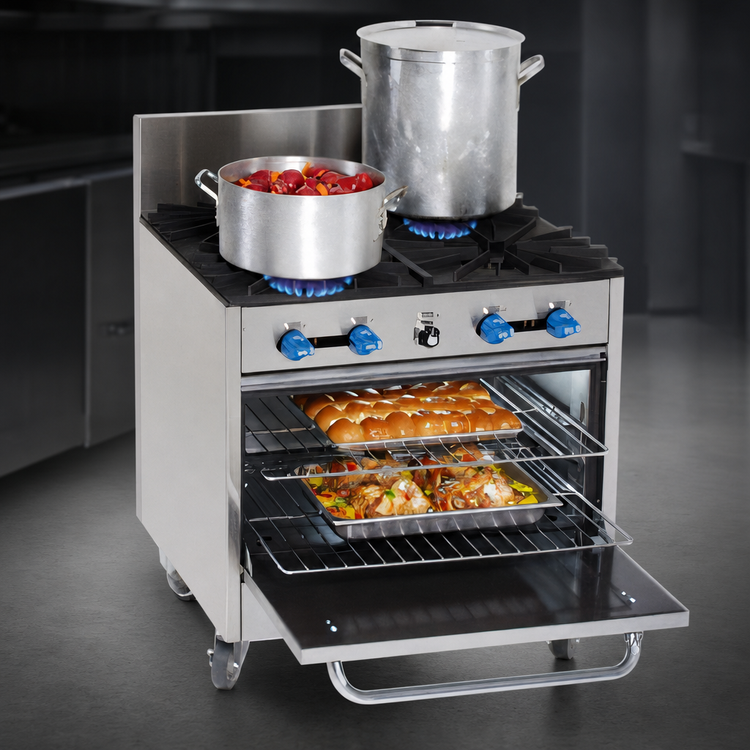 Product image #3 for Comstock-Castle FK430-1.5RB Heavy Pot Gas Range with 2 Open Burners, 18-Inch Radiant Broiler and 31.5-Inch Oven