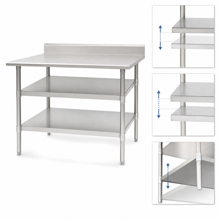 Product image #3 for Eagle Group 24-Inch x 24-Inch Adjustable Galvanized Work Table Undershelf