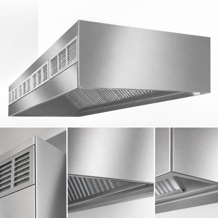 Product image #3 for SpecAir HEF96-96 Wall Type Front Discharge Make-Up Air Exhaust Hood, 96"W