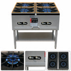 Thumbnail image #3 for Town Equipment SR-18-4X-SS-N Quad Stock Pot Range, Natural Gas, 4-Section, Two-Ring Burners, Stainless Steel, Open Base