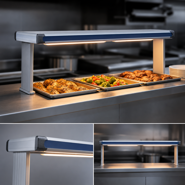 Product image #3 for Hatco Glo-Ray® Designer Dual Strip Heat Lamp with Lights, 57-1/2 Inch Wide, 2740 Watts, Aluminum