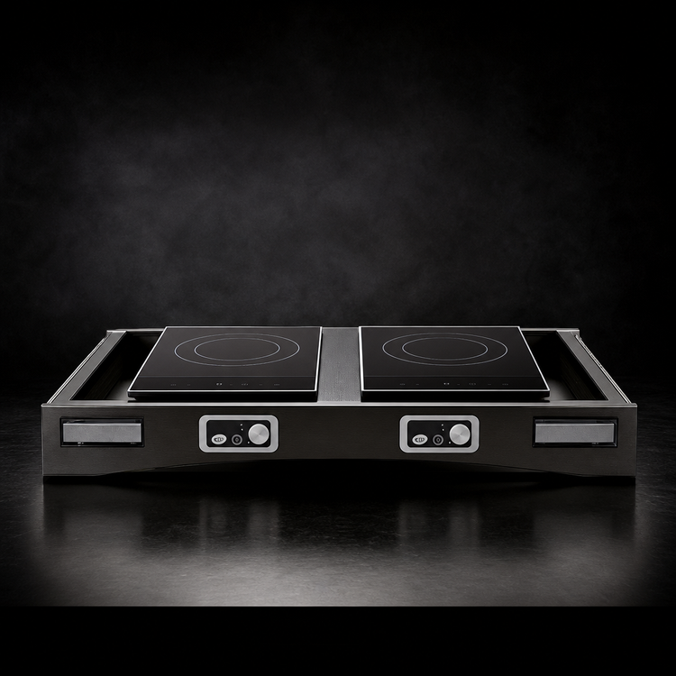 Product image #3 for TableCraft Double Induction Countertop Action Station Kit, 2-Burner, Brushed, Translucent Black