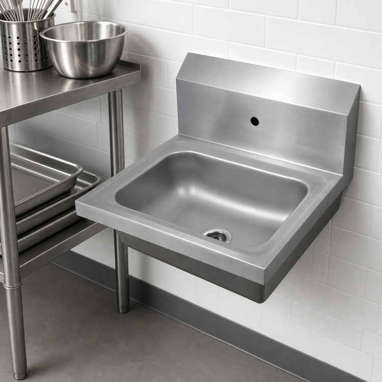Product image #3 for John Boos Pro-Bowl Wall-Mount Stainless Steel Hand Sink with 14" x 10" Bowl