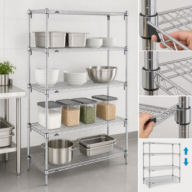 Product image #3 for Metro Super Erecta Super Adjustable Stationary Starter Wire Shelving Unit, 60W x 18D x 63H, Chrome Plated
