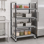 Thumbnail image #3 for Cambro Camshelving® Elements EXU242464V4480 4-Shelf Vented Stationary Polymer Shelving Starter Unit, 24 x 24 x 64 in, Speckled Gray