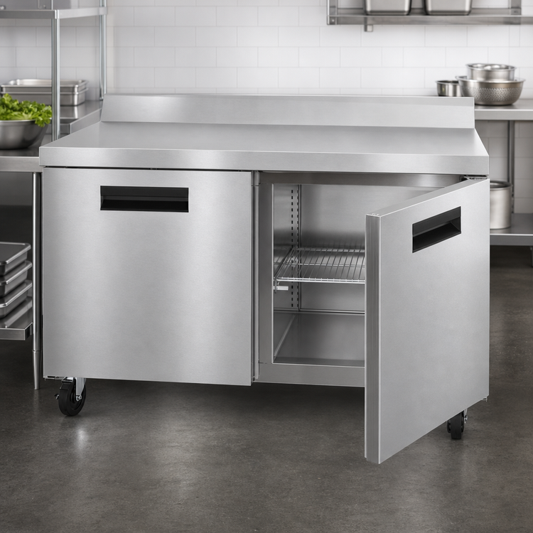 Product image #3 for Hoshizaki Steelheart WR60B 60-Inch Two-Section Worktop Refrigerator with Two Solid Hinged Doors