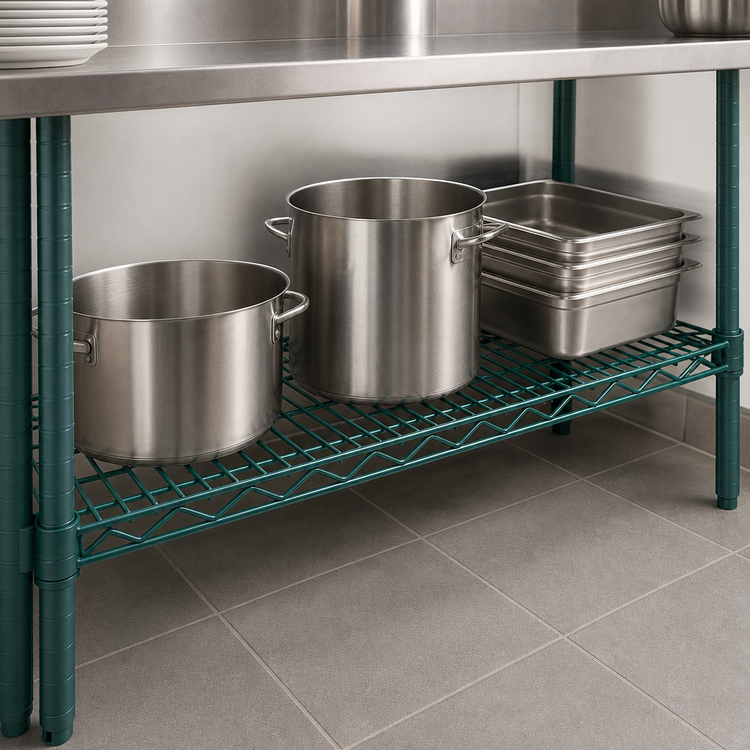 Product image #4 for Advance Tabco Special Value Series Heavy Duty Green Epoxy-Coated Wire Shelf, 60 x 18 Inches