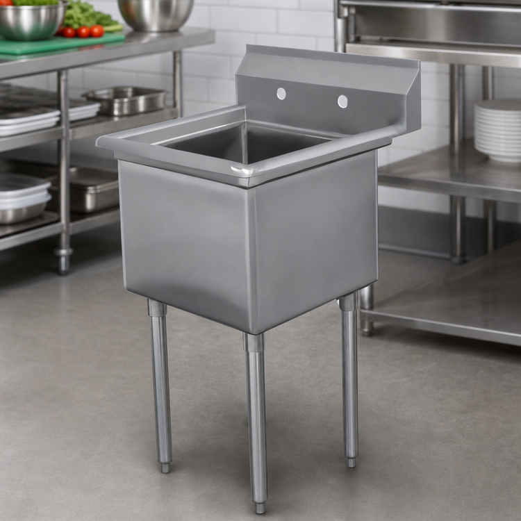 Product image #3 for Advance Tabco Special Value Series Single-Compartment Fabricated Sink with Galvanized Legs, 18 x 24 x 14-Inch Bowl