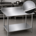 Thumbnail image #3 for Advance Tabco 144-Inch x 24-Inch Stainless Steel Work Table with 5-Inch Backsplash and Galvanized Undershelf