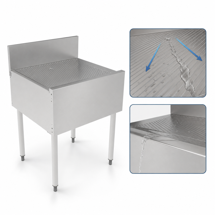 Product image #4 for Perlick Top Shelf TSF Series Freestanding Underbar Drainboard, 29 x 24 Inches, Stainless Steel, With Backsplash