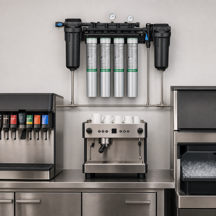 Product image #3 for Everpure High Flow CSR Quad-MC2 Commercial Water Filtration System with Low Pressure Alarm