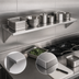 Thumbnail image #3 for 120 Inch x 12 Inch Wall-Mounted Stainless Steel Shelf with 3 Removable Angled Brackets