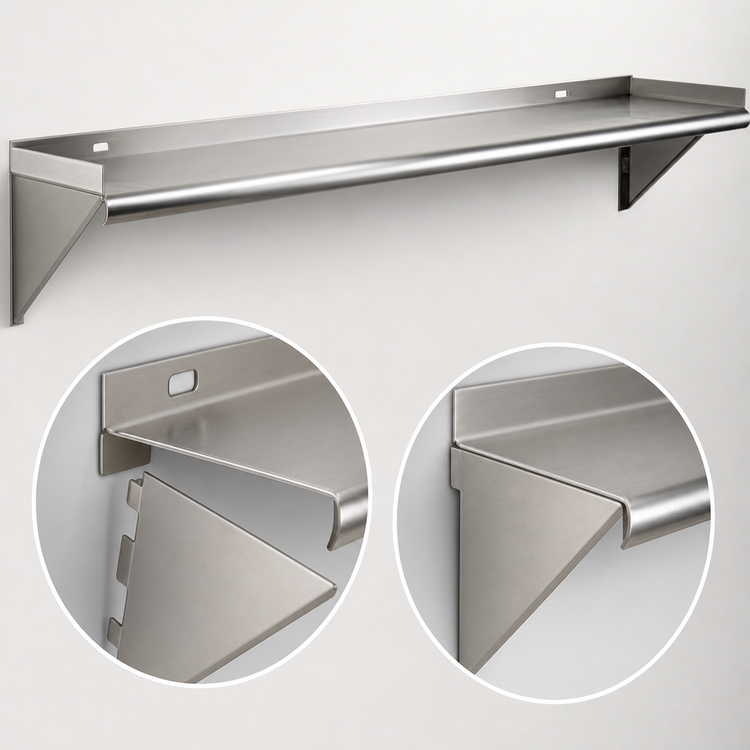 Product image #3 for Eagle Group Wall-Mounted Tab-Lock Stainless Steel Shelf, 60 Inch x 10 Inch
