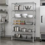 Thumbnail image #3 for Quantum WR86-1430S-5 Stainless Steel Wire Shelving Starter Unit, 30"W x 14"D x 86"H, 5 Shelves, Stationary