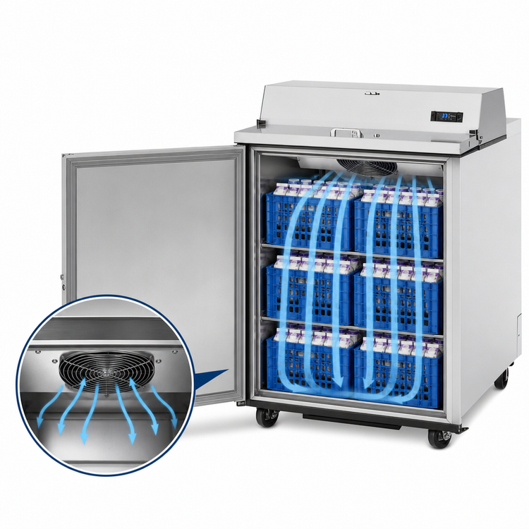 Product image #3 for True 34-Inch Mobile School Milk Cooler, 8-Crate Forced-Air, White Exterior with Stainless Steel Interior