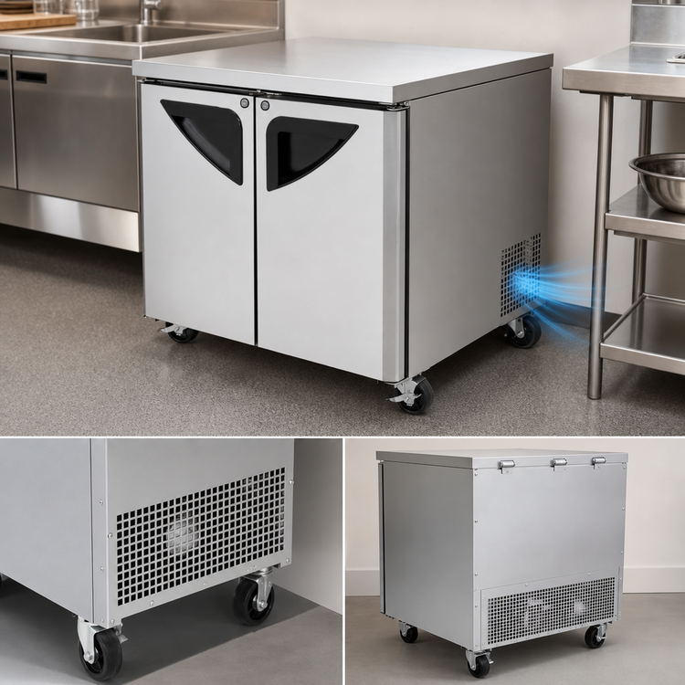 Product image #3 for Turbo Air Super Deluxe 36-1/4 Inch Two-Section Undercounter Refrigerator with Solid Swing Doors