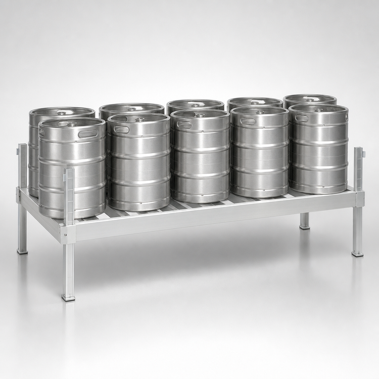 Product image #4 for New Age Aluminum Keg Shelf, 93"W x 34"D, 10-Keg Capacity