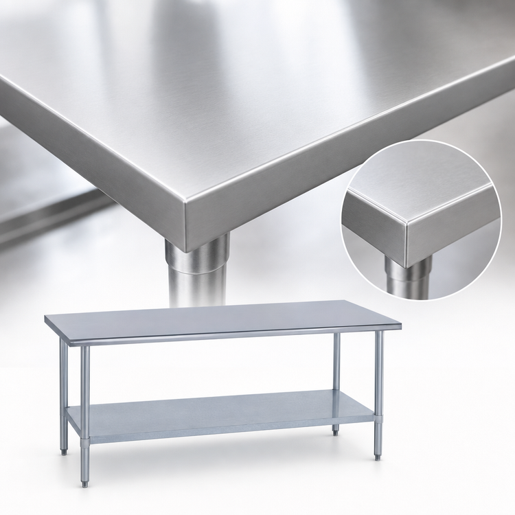 Product image #3 for Duke Stainless Steel Top Work Table with Galvanized Undershelf, 60-Inch Long