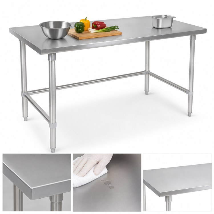 Product image #3 for John Boos 120-Inch x 48-Inch Deep Stainless Steel Flat Top Work Table with Safety Edge