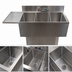 Thumbnail image #4 for BK Resources Slim-Line 3-Compartment Stainless Steel Underbar Sink with Left Drainboard and Pedestal Base, 48-Inch