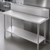 Thumbnail image #3 for Advance Tabco VKG-240 30 x 24 Inch 14 Gauge 304 Stainless Steel Corner Work Table with 10 Inch Backsplash and Adjustable Undershelf