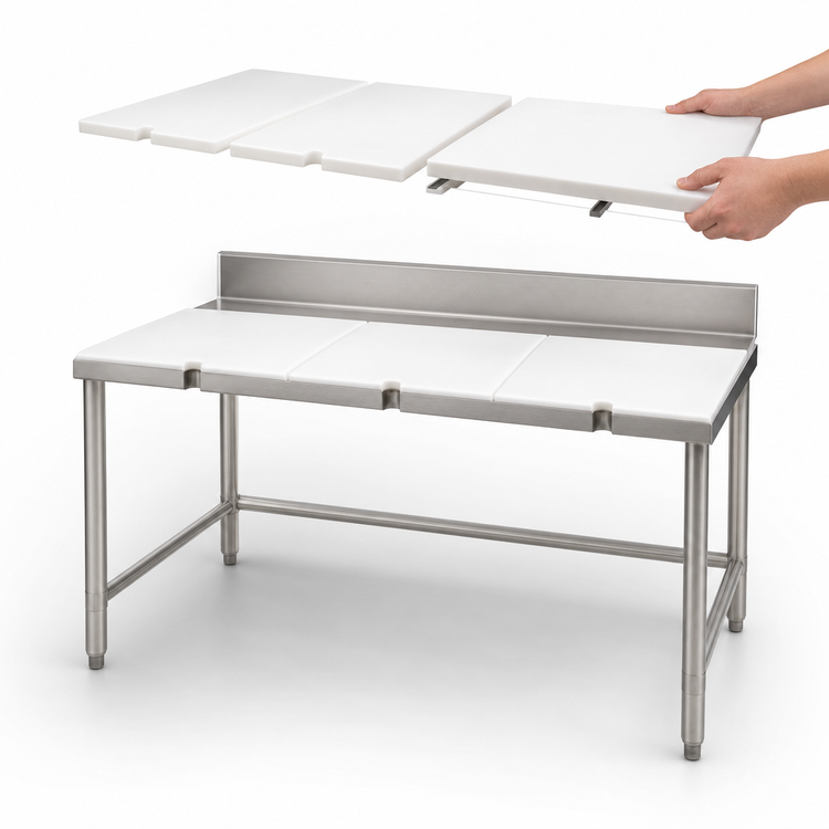 Product image #3 for Eagle Group 84-Inch Poly Top Boning Table with Stainless Steel Base and 4-Inch Backsplash