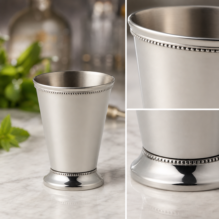 Product image #3 for American Metalcraft Classic Beaded 12 oz. Mirrored Stainless Steel Mint Julep Cup