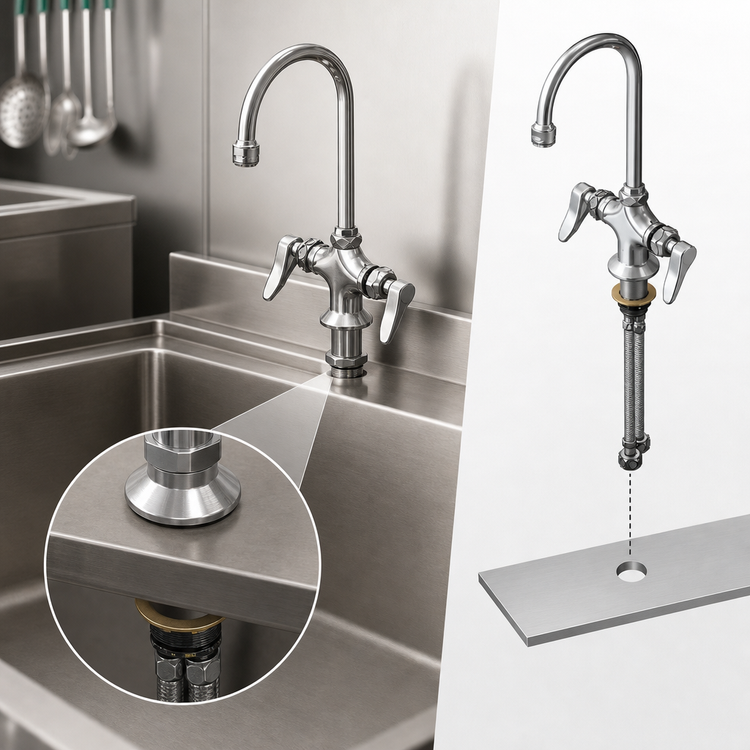 Product image #3 for Single-Hole Deck Mount Manual Mixing Faucet with 5 3/4-Inch Swivel/Rigid Gooseneck and 0.5 GPM Spray Device