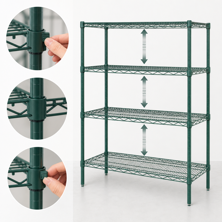 Product image #4 for Super Adjustable Super Erecta Wire Shelving Starter Unit, 48 x 18 x 63 Inches, 4 Shelves, Metroseal 3 Green Epoxy-Coated Finish