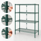 Thumbnail image #4 for Metro Super Erecta A356K3 Wire Shelving Starter Unit, 48 x 18 x 63 Inches, 4 Shelves, Green Epoxy-Coated Finish