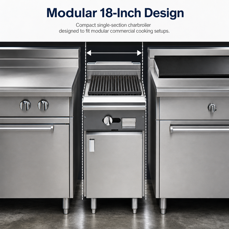 Product image #3 for Vulcan V Series Heavy-Duty 18-Inch Modular Gas Charbroiler with Cast Iron Grates
