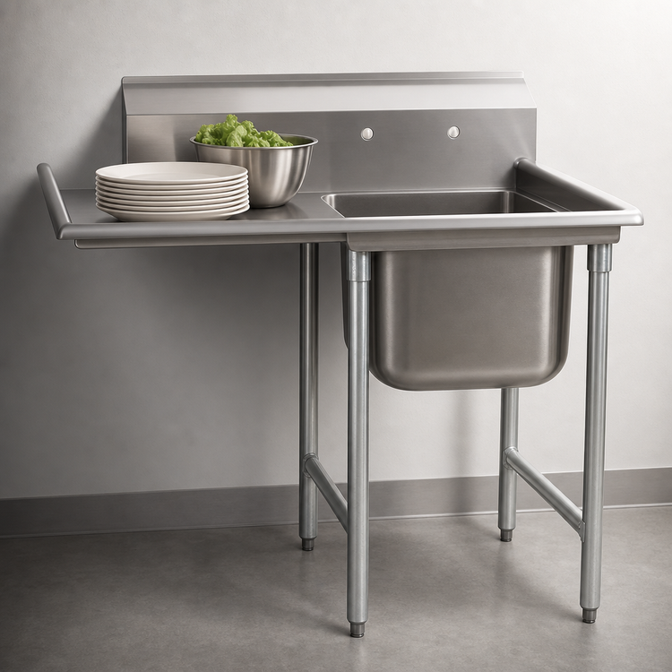 Product image #3 for Eagle Group 314 Series One-Compartment 304 Stainless Steel Sink with Left Drainboard, 52-3/4 Inches W x 31-3/4 Inches D