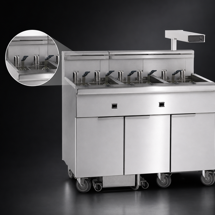 Product image #3 for Imperial 6-Tank Electric Floor Fryer with Built-In Filter System and Dump Station